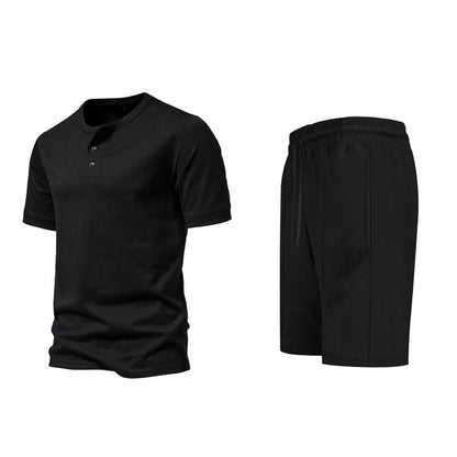 Herren Sportset bequem knöpfbare Oberteil und Freizeit Shorts