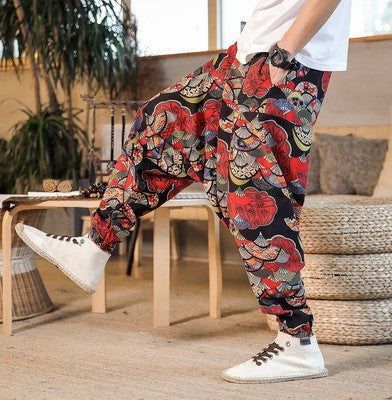 Herren Haremshose Bunt Elastisch Bequem