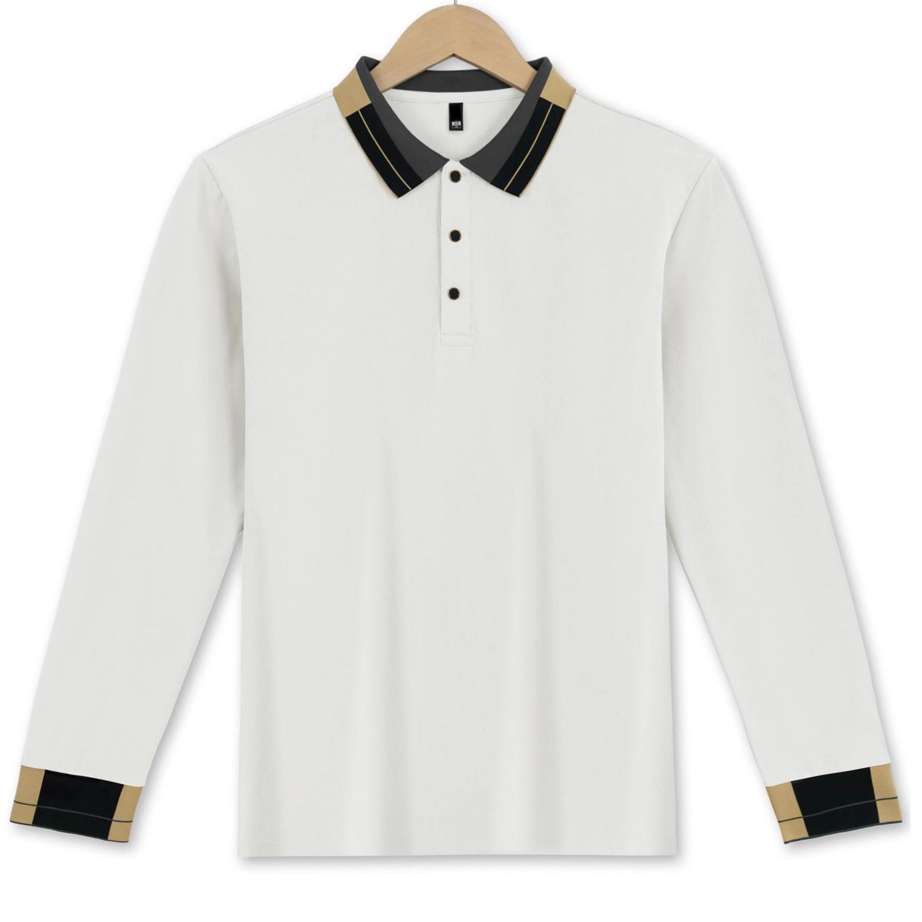 Herren Polohemd Langarm Modern mit Kontrastkragen