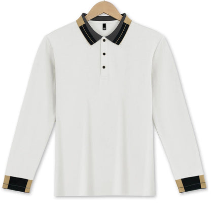 Herren Polohemd Langarm Modern mit Kontrastkragen