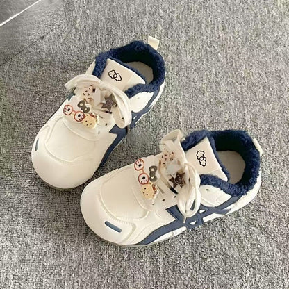 Damen Sneaker Kuschelig Warm mit Dekor