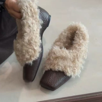 Damen Mokassins Flauschig Stylisch Wintermode