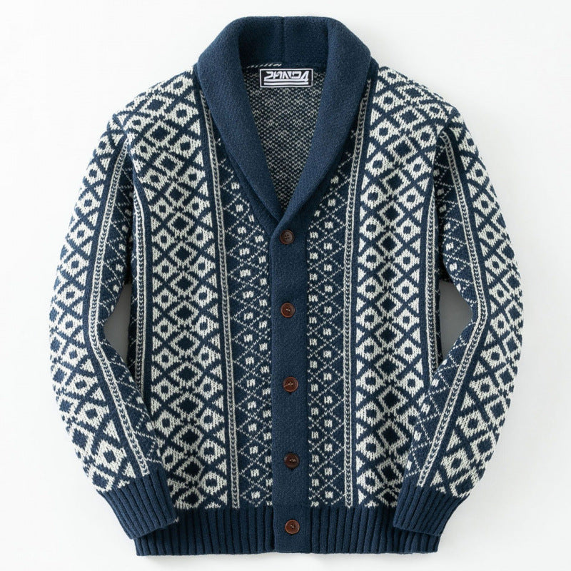 Herren Strickjacke Nordisch Muster Warm Winter