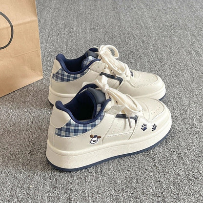 Damen Sneaker Karomuster Bequem Moderne Dämpfung