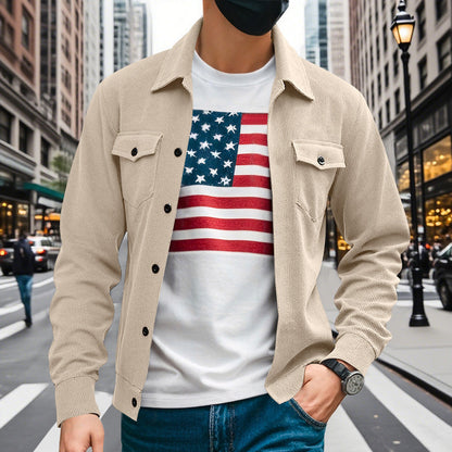 Herren Hemdjacke Lässig Strukturiert Modern