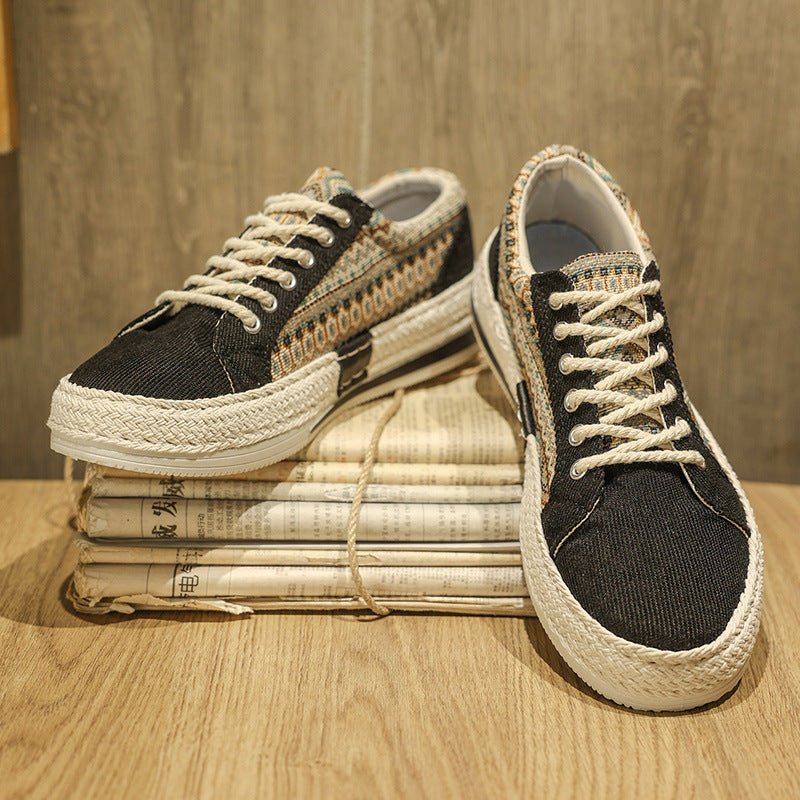 Damen Sneaker Modisch Riemensohle Schwarz