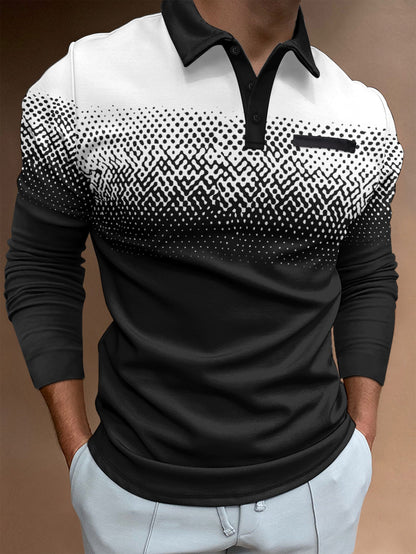 Herren Poloshirt Langarm Digitaldruck Berlin Style