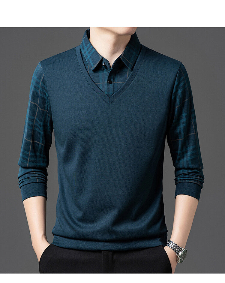 Herren Pullover Eleganter V-Ausschnitt Strukturierte Ärmel