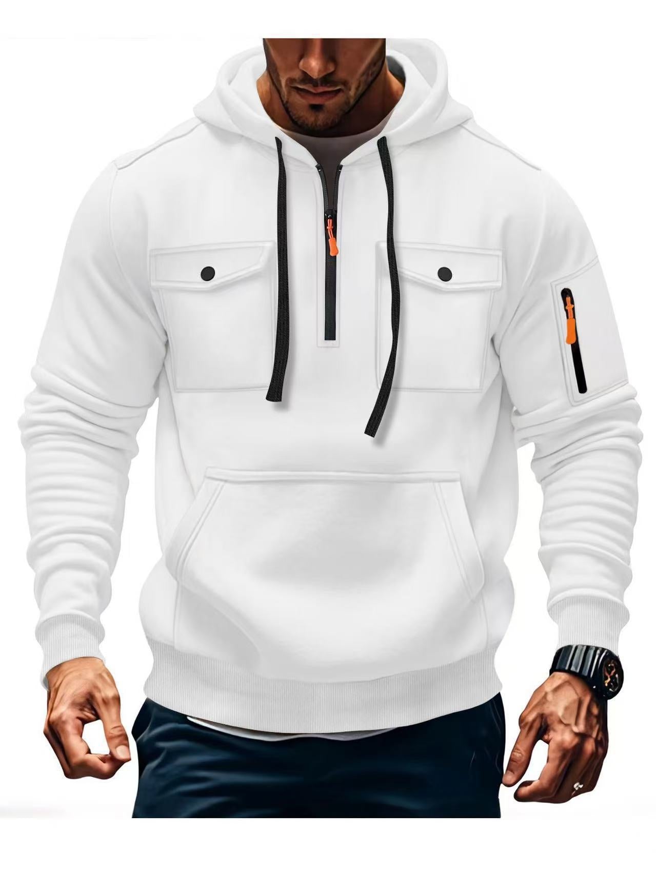 Herren Hoodie Funktionsjacke Mit Taschen Sportlich Modern