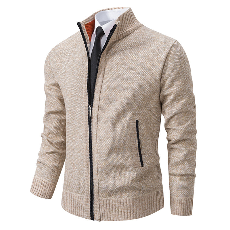 Herren Strickjacke Elegante Hochkragen Reißverschluss