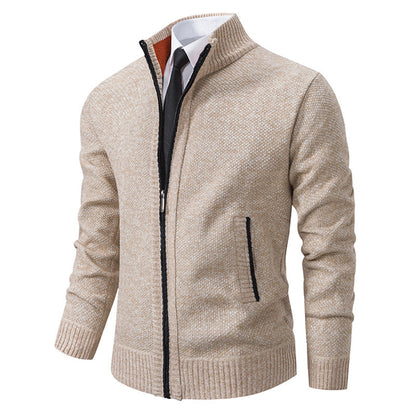 Herren Strickjacke Elegante Hochkragen Reißverschluss