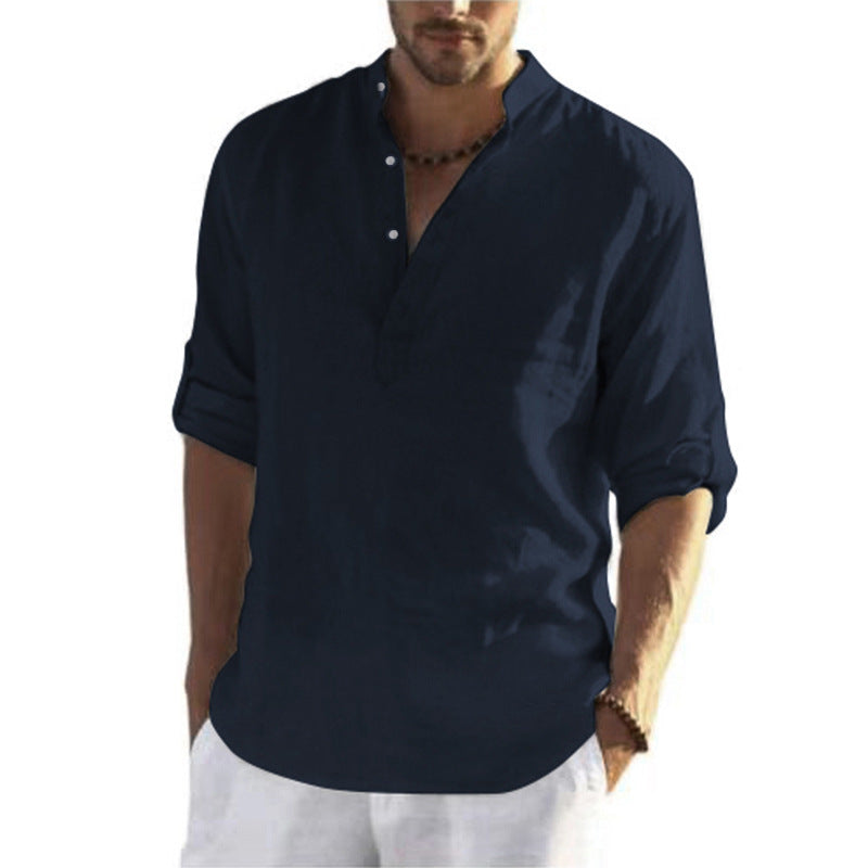 Herren Longsleeve Stehkragen Modern Lässig
