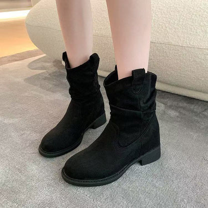 Damen Stiefeletten Bequem Blockabsatz Lässig