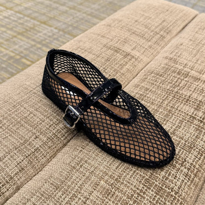 Damen Ballerinas Netzdesign Elegante Schnalle - BerlinGlamour