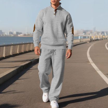 Herren Strickpullover Modern mit Lederdetails Klassisch