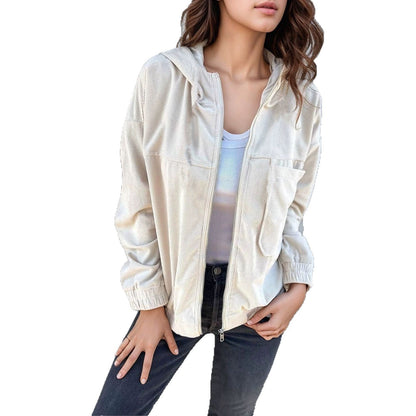 Lässige Damen Cordjacke Modern Reißverschluss