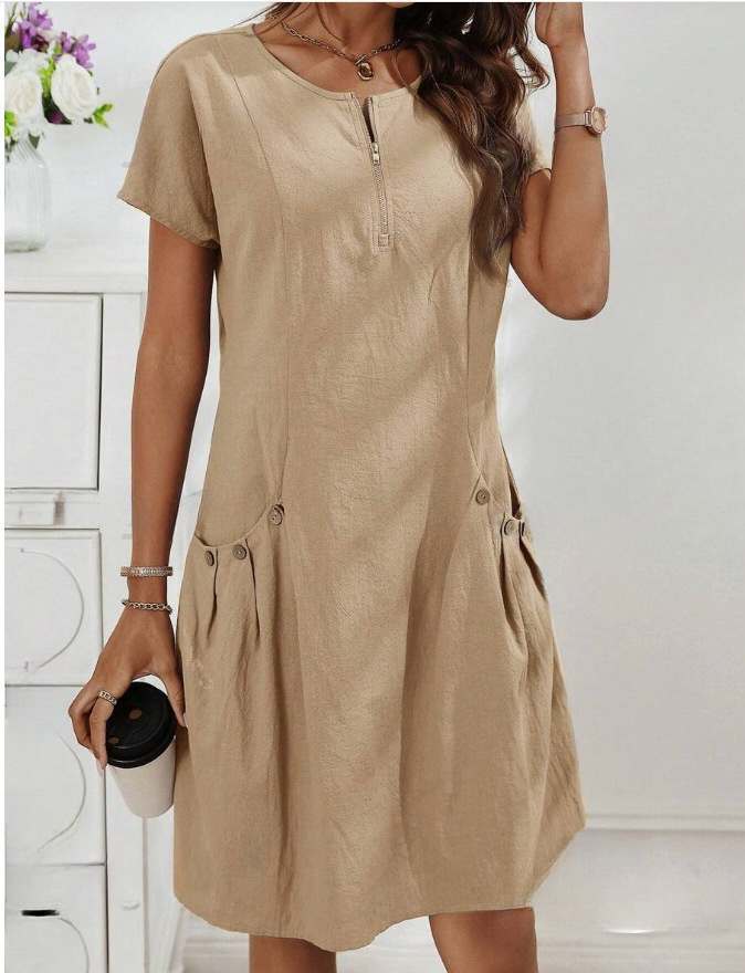 Damen Freizeitkleid mit Reißverschluss Bequem