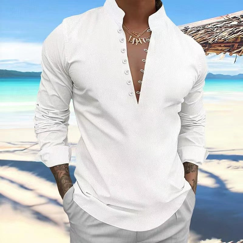 Herren Langarmhemd Elegant Modern mit Knöpfen Berlin Style