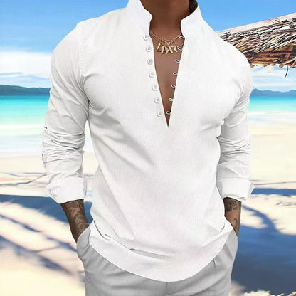 Herren Langarmhemd Elegant Modern mit Knöpfen Berlin Style