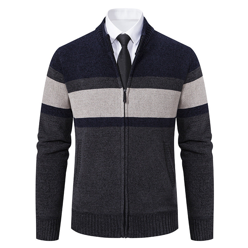 Herren Strickjacke Strukturiert Hochschließend Modern