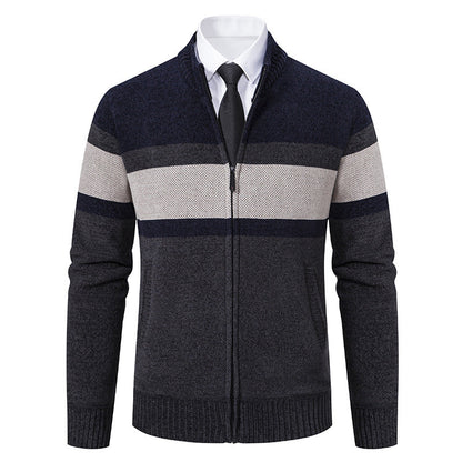 Herren Strickjacke Strukturiert Hochschließend Modern