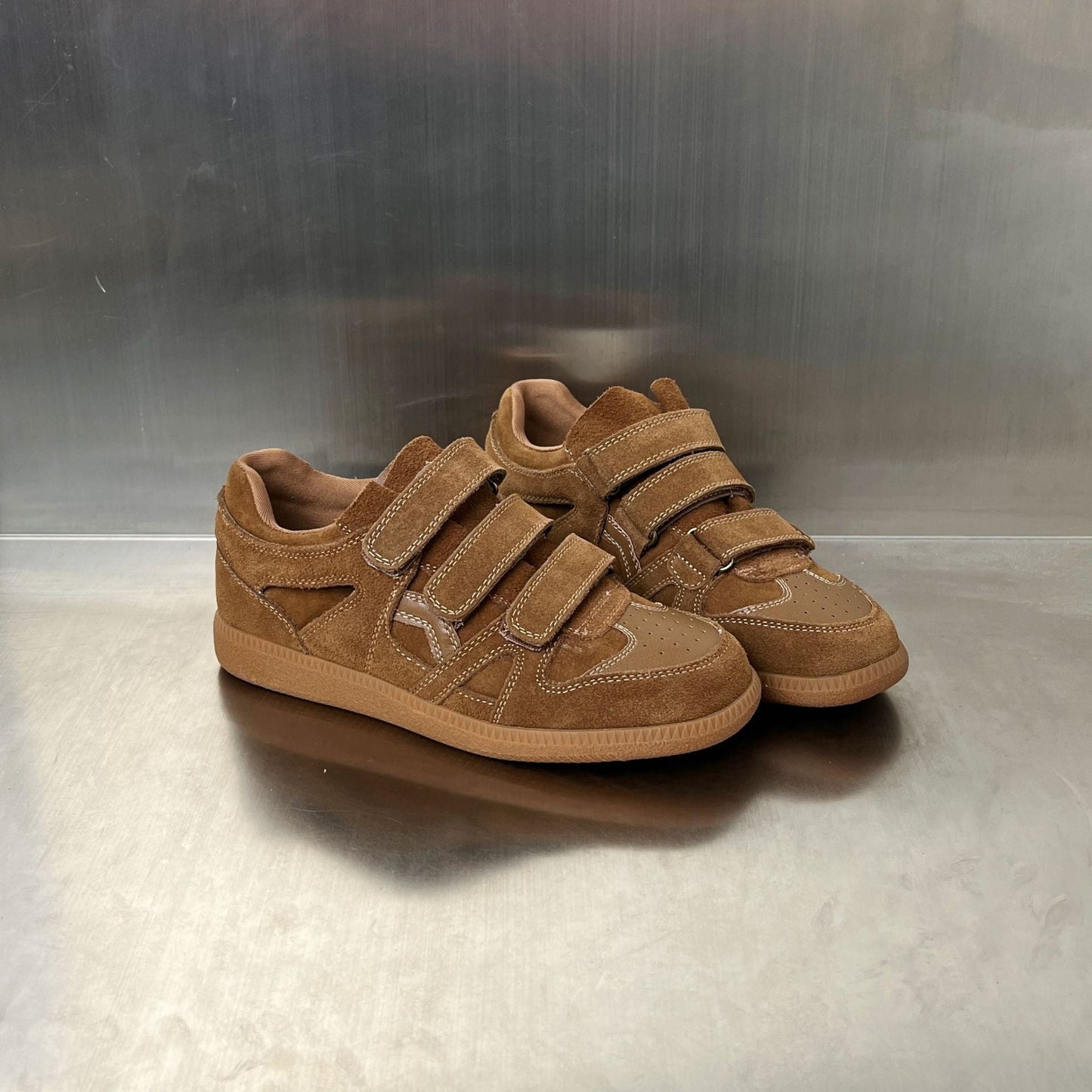 Damen Sneaker Weich Bequem Klettverschluss Sport