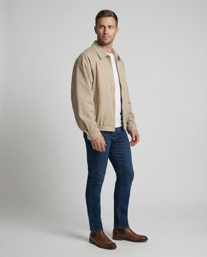Herren Harrington Jacke Reißverschluss Hemdkragen Modern