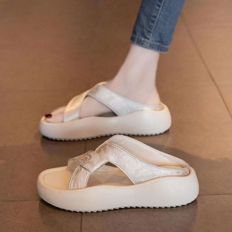 Damen Sandalen Bequem Slip-On mit Querriemen Rutschfest