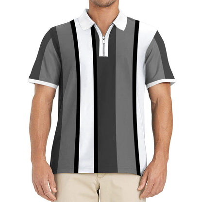 Herren Poloshirt Modern mit Reißverschluss und Streifen