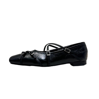 Damen Ballerinas Elegant mit Riemchen und Schnallen Modisch