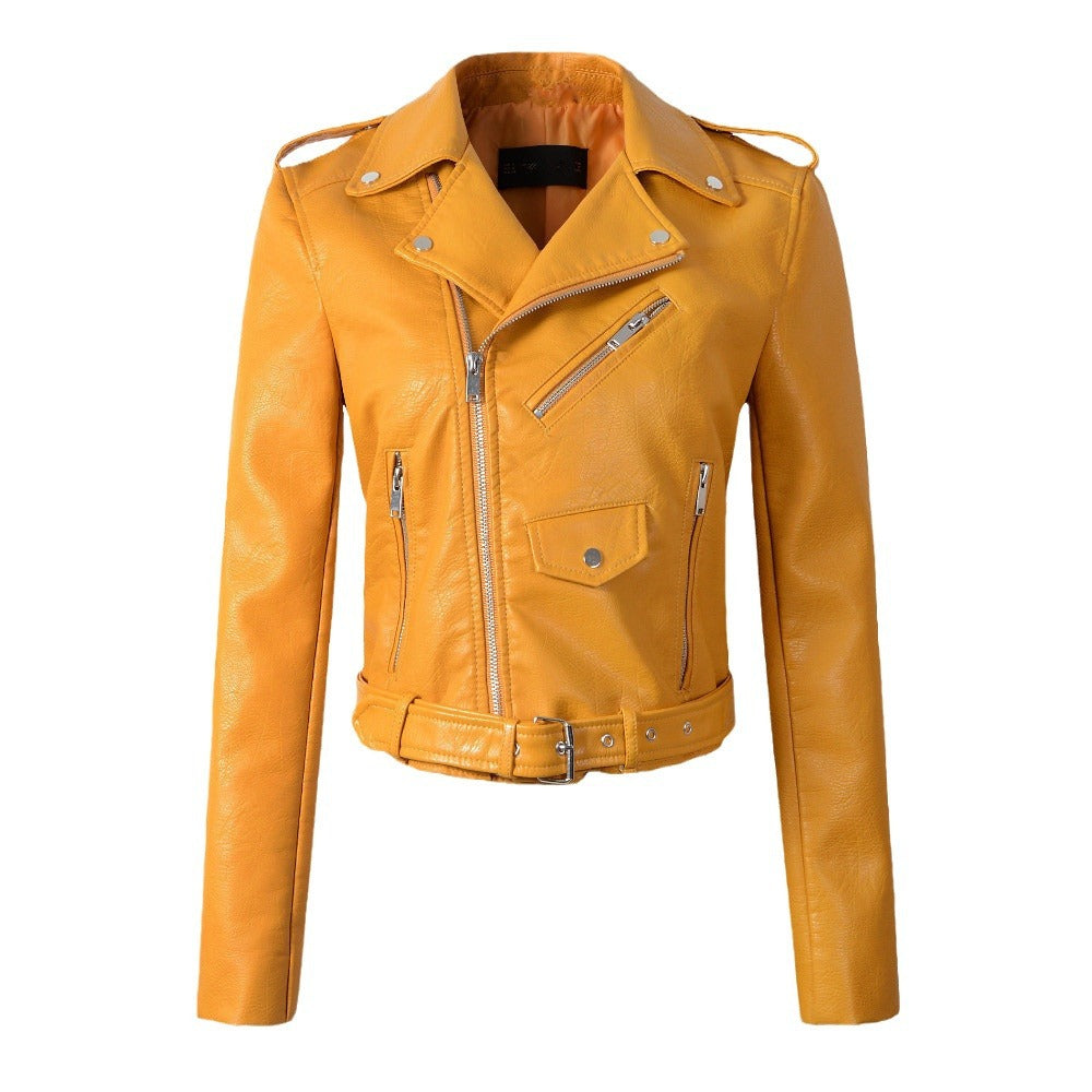 Vegan Lederjacke Damen Bikerjacke Schwarz Glamour