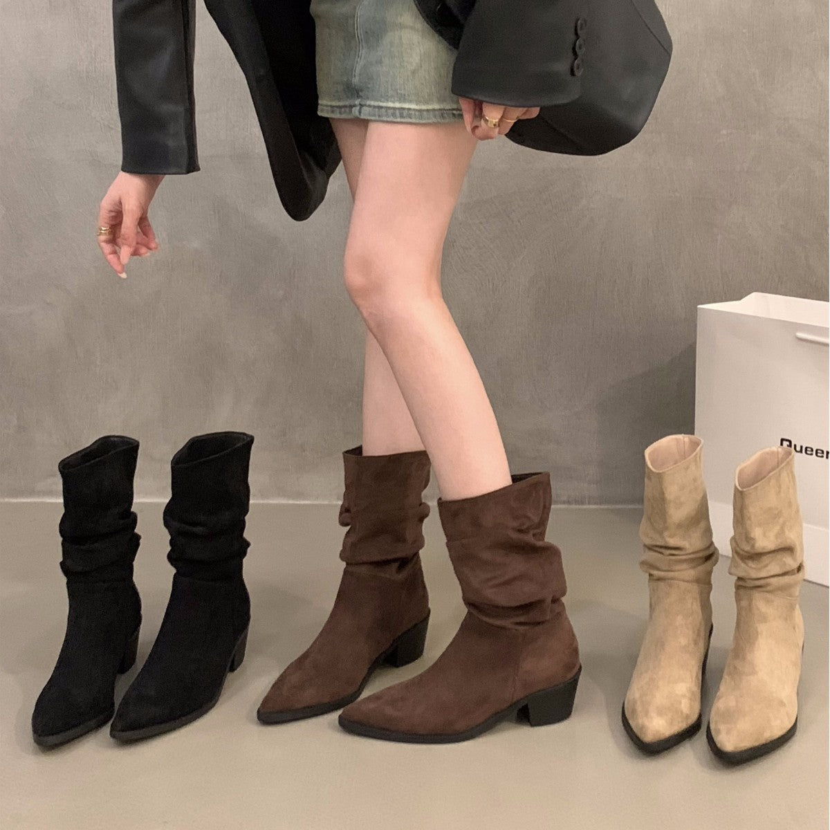 Damen Stiefeletten Spitz Schuhe Gummisohle Schnürsenkel - BerlinGlamour