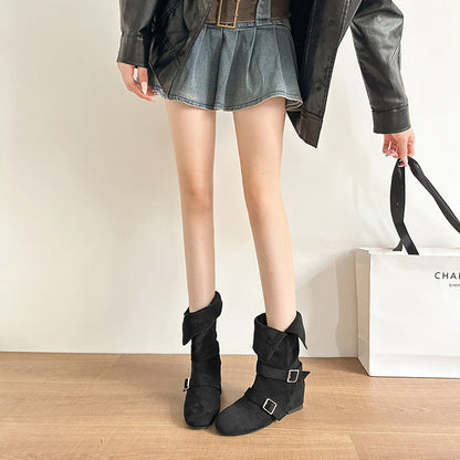 Damen Stiefel Ankle Boots Schnalle Schuhe Modern