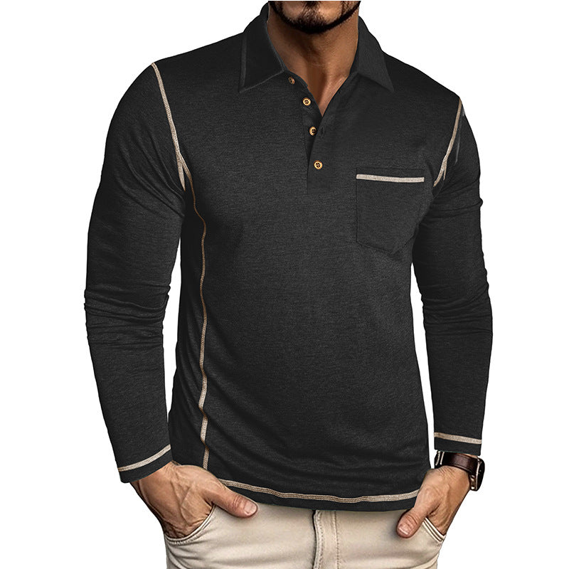 Herren Polohemd Langarm Modern Struktur
