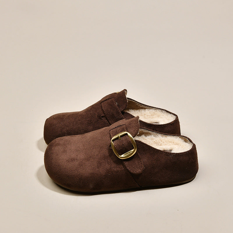 Damen Clogs Bequem Kuschelig Schnallenverschluss Modern