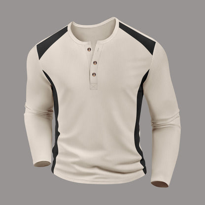 Herren Langarmhemd Henley Ausschnitt Modern