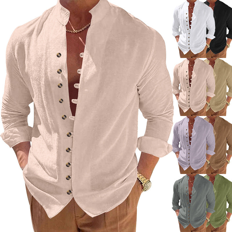Herren Hemd Modern Stehkragen Slim Fit Designer - BerlinGlamour