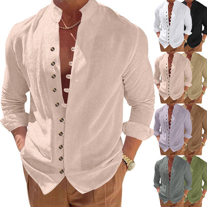 Herren Hemd Modern Stehkragen Slim Fit Designer - BerlinGlamour
