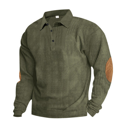 Herren Hemd Langarm Strukturiert Ellbogen Patches Modern