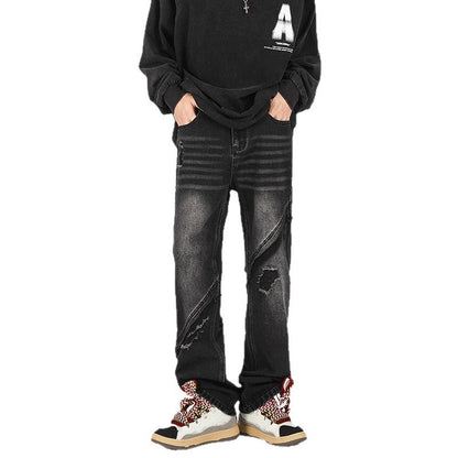 Herren Ripped Jeans Lässig Asymmetrisch Design