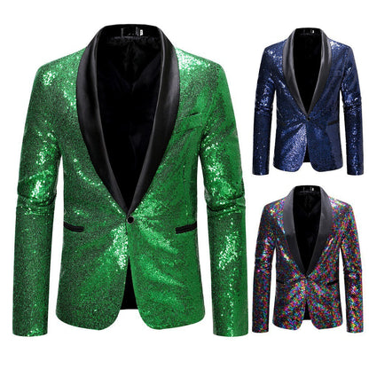 Herren Blazer Elegant Pailletten Moderner Schnitt Glanz