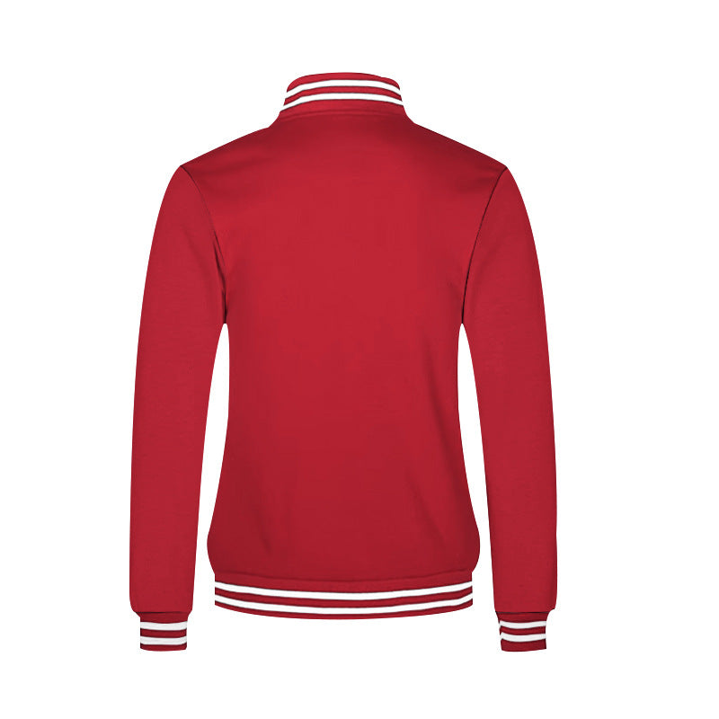 Herren Collegejacke Vintage Style Breiter Kragen Druckknopf