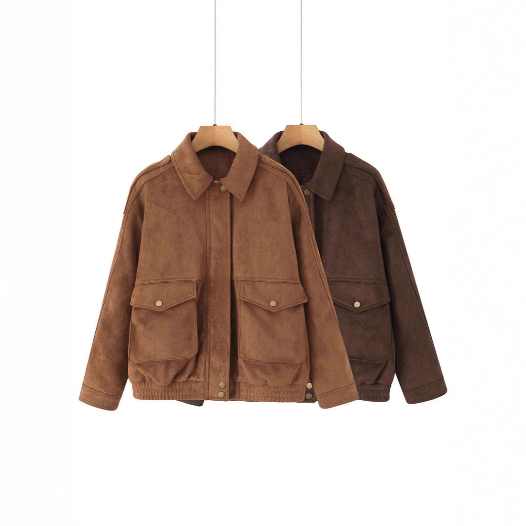 Damen Jacke Großtaschen Lässiger Schnitt