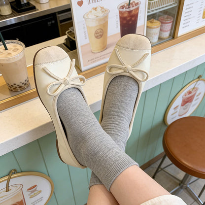 Damen Ballerinas Glänzend mit Schleife Elegant