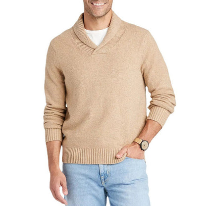 Herren Pullover Schalkragen Rippmuster Modern