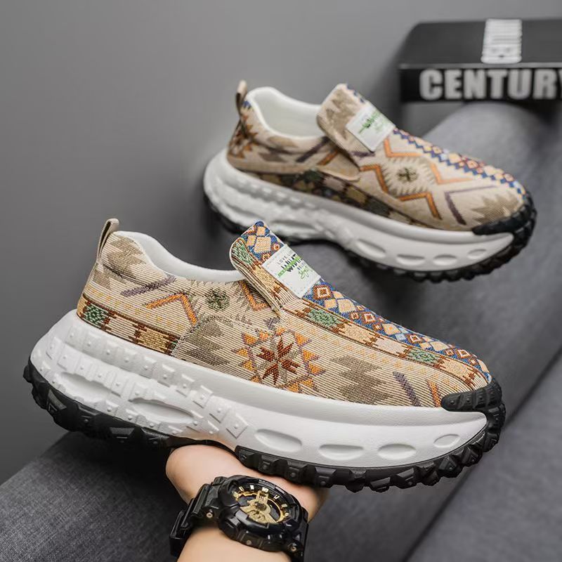 Damen Sneaker Bequem Slip-On Schuhe Mit Muster