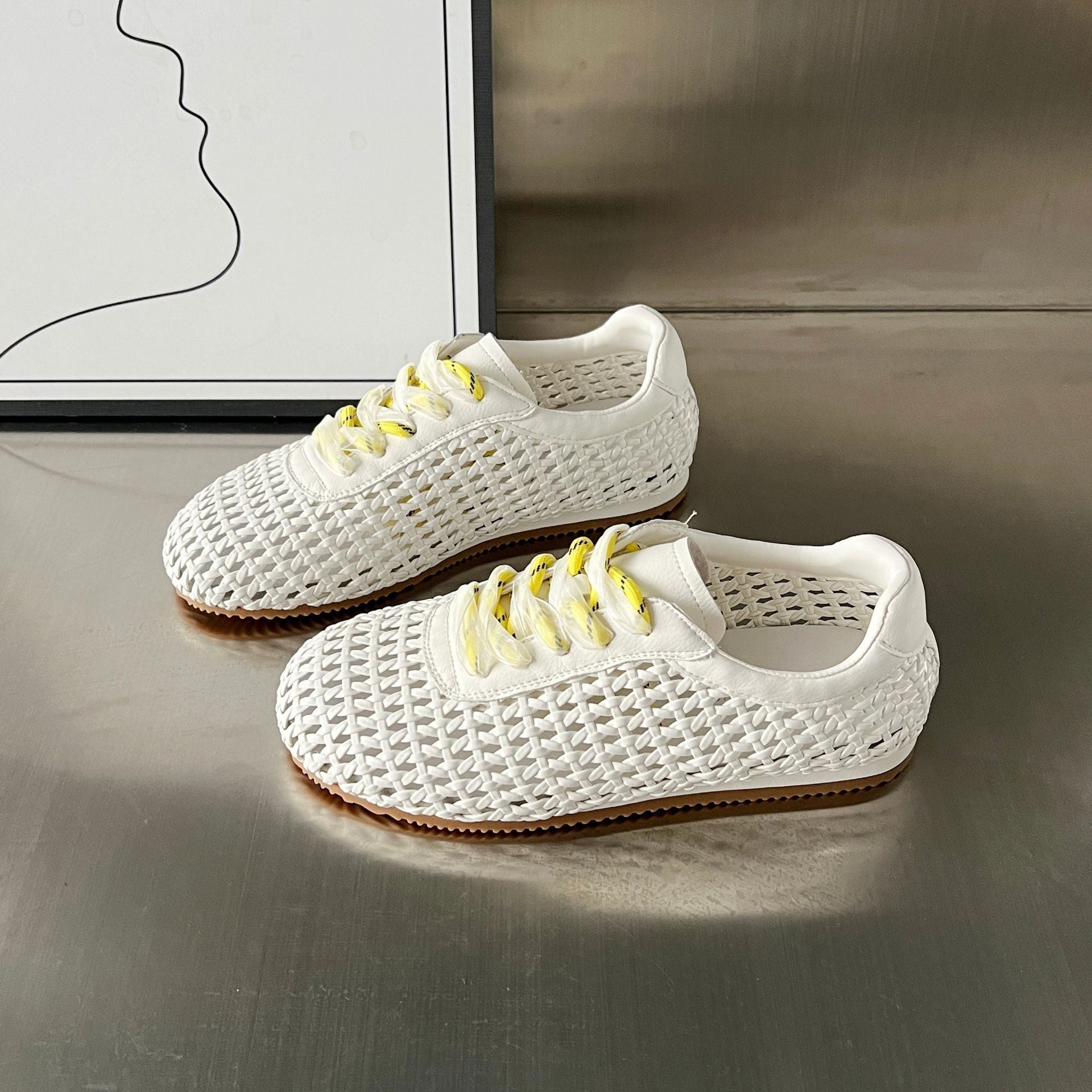 Damen Sneaker Atmungsaktiv Lace-Up Netzdesign Sportlich - BerlinGlamour