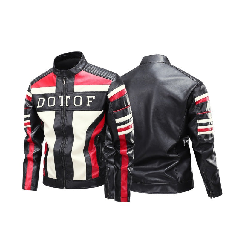Lederjacke Herren Lässig mit Taschen Schwarz Modern