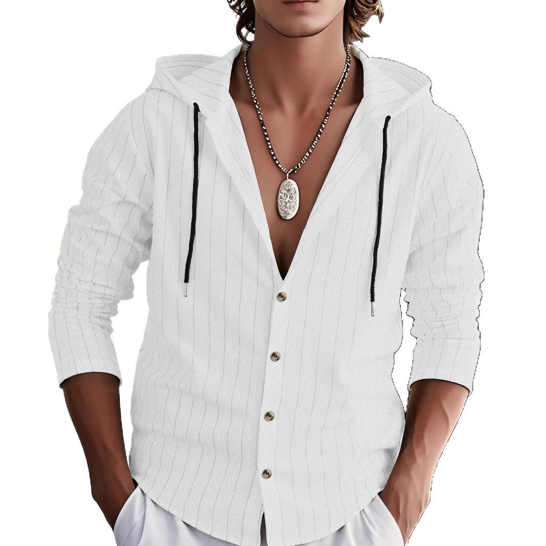 Herren Kapuzenhemd Modern mit Feinstreifen Trendy - BerlinGlamour