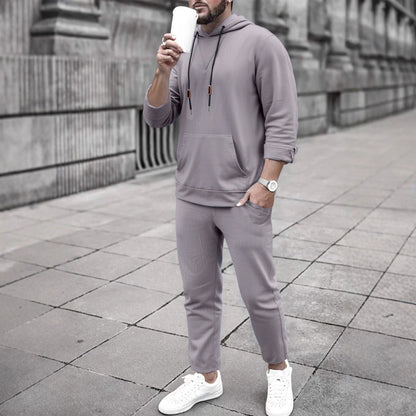 Herren Sport Set Hoodie Jogginghose Casual Grau